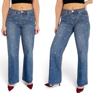 Cali 1850 dark wash wide leg high rise grommet detail jeans size 5/27